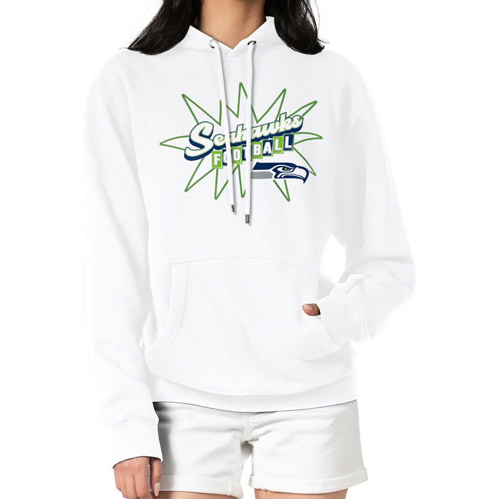 Seattle Seahawks Starter Women's Drive-In Sign Pullover Hoodie White