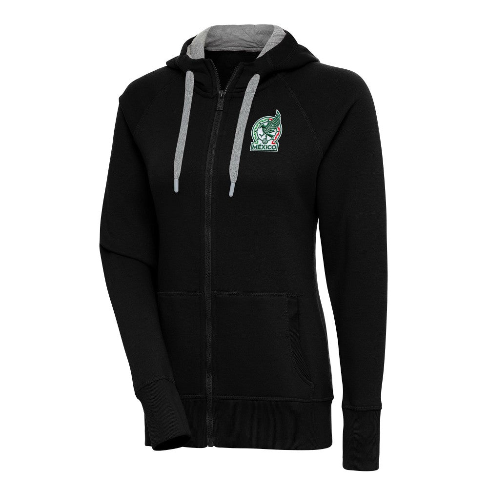 Mexico National Team Antigua Women's Takeover Full-Zip Hoodie Black