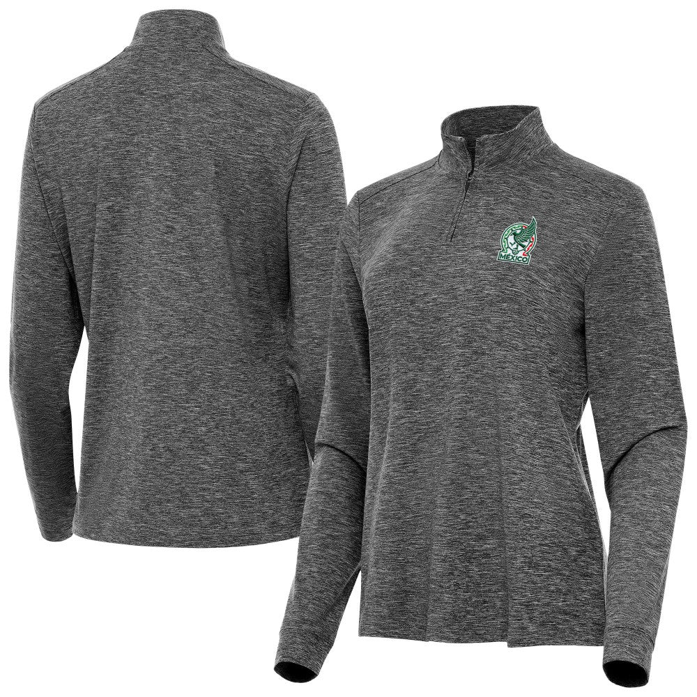 Mexico National Team Antigua Women's Master Quarter-Zip Pullover Heather Black shop
