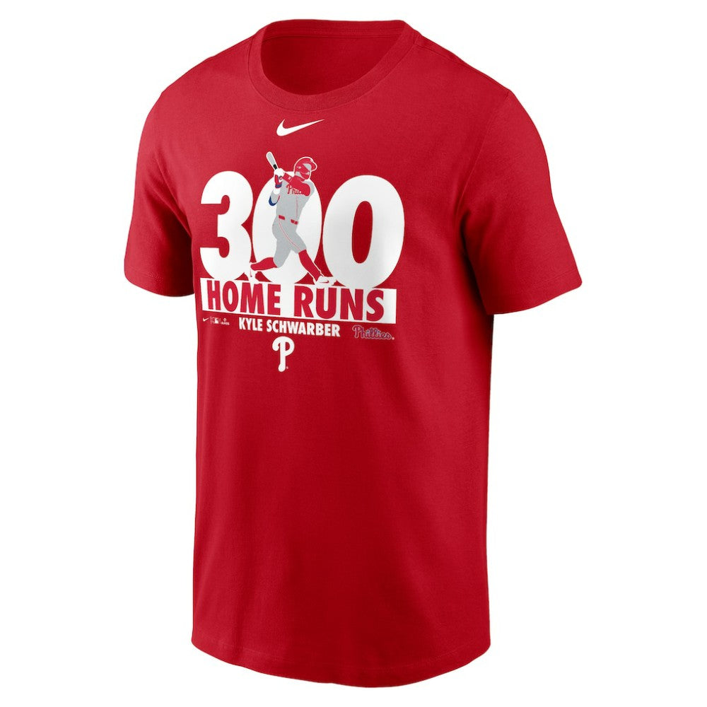 Kyle Schwarber Philadelphia Phillies Nike 300 Home Runs Milestone T-Shirt - Red T-shirts