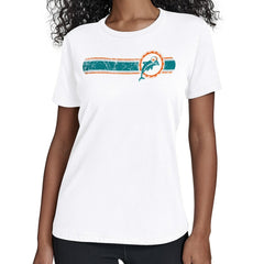 Miami Dolphins Starter Women's Throwback Team Stripe T-Shirt White