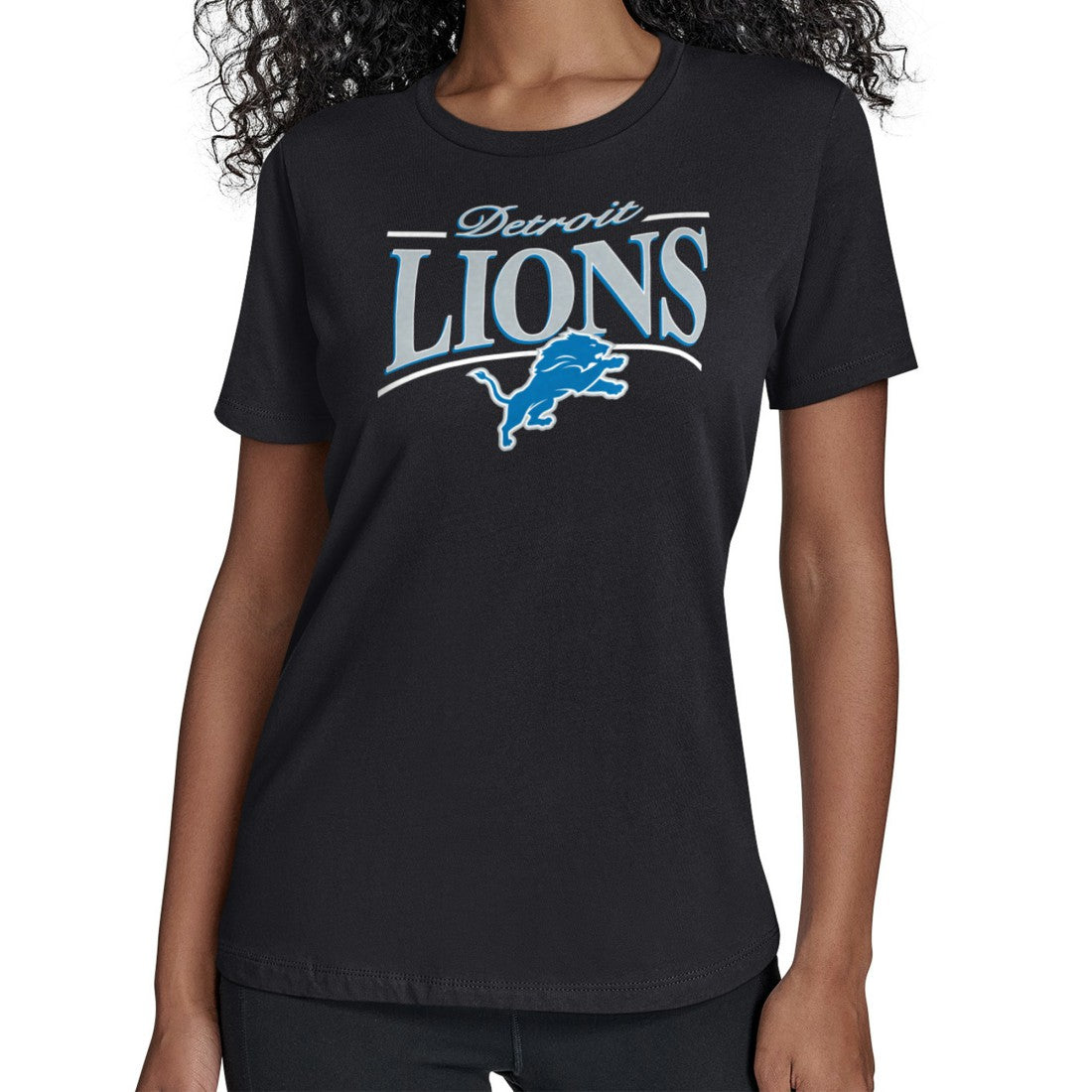 Detroit Lions Starter Women's Arch Stripe T-Shirt Black