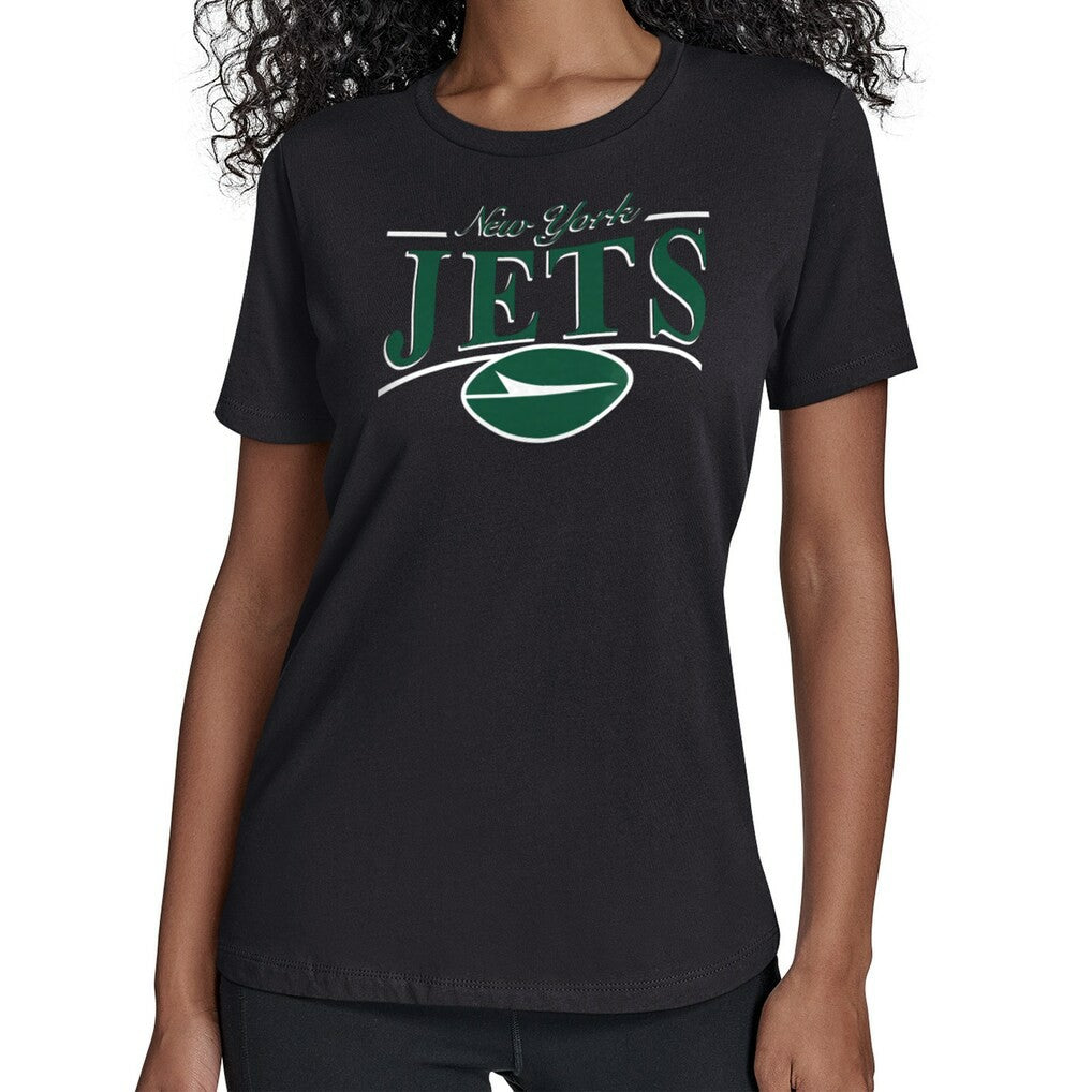 New York Jets Starter Women's Arch Stripe T-Shirt Black