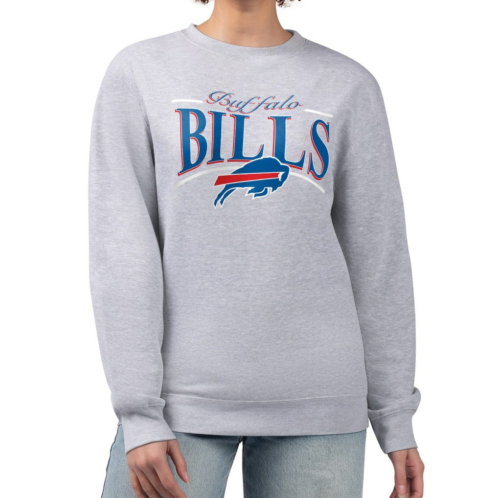 Buffalo Bills Starter Women's Arch Stripe Fleece Pullover Sweatshirt Gray