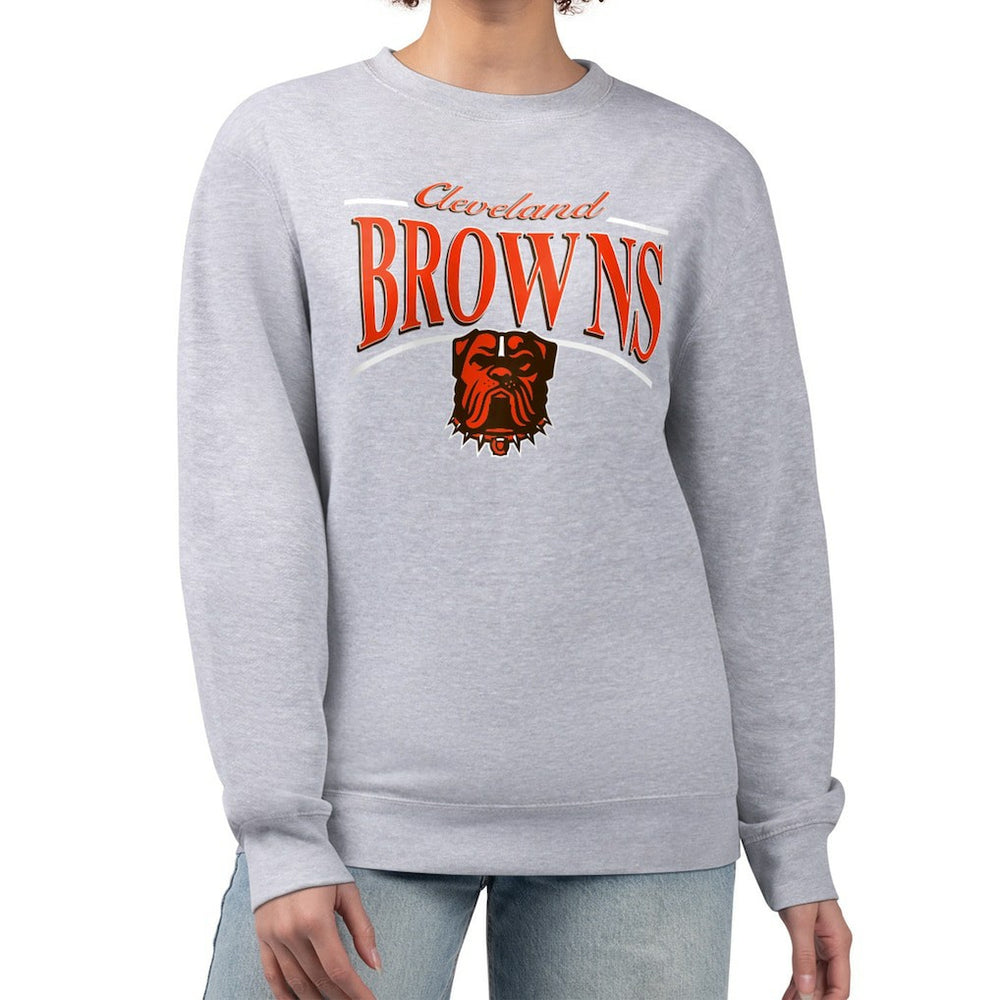 Cleveland Browns Starter Women's Arch Stripe Fleece Pullover Sweatshirt Gray