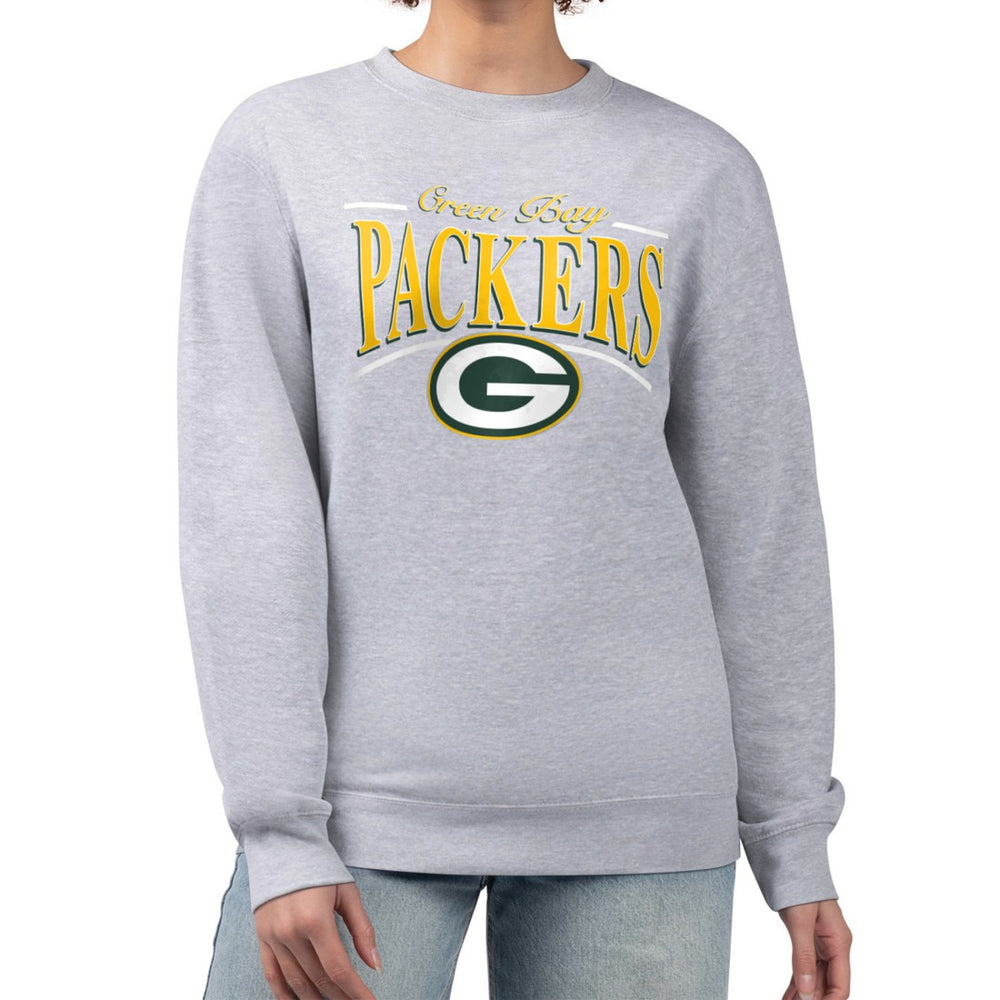 Green Bay Packers Starter Women's Arch Stripe Fleece Pullover Sweatshirt Gray