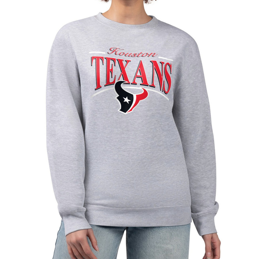 Houston Texans Starter Women's Arch Stripe Fleece Pullover Sweatshirt Gray