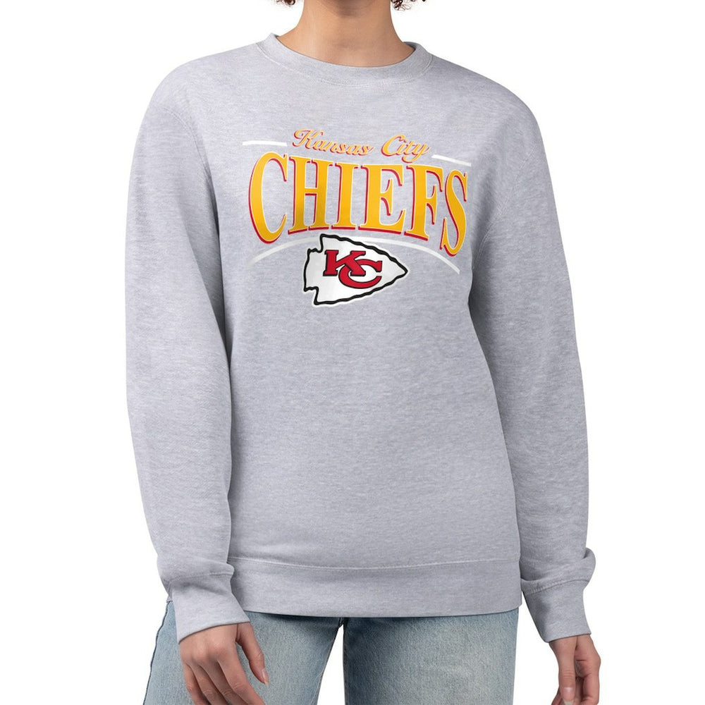 Kansas City Chiefs Starter Women's Arch Stripe Fleece Pullover Sweatshirt Gray