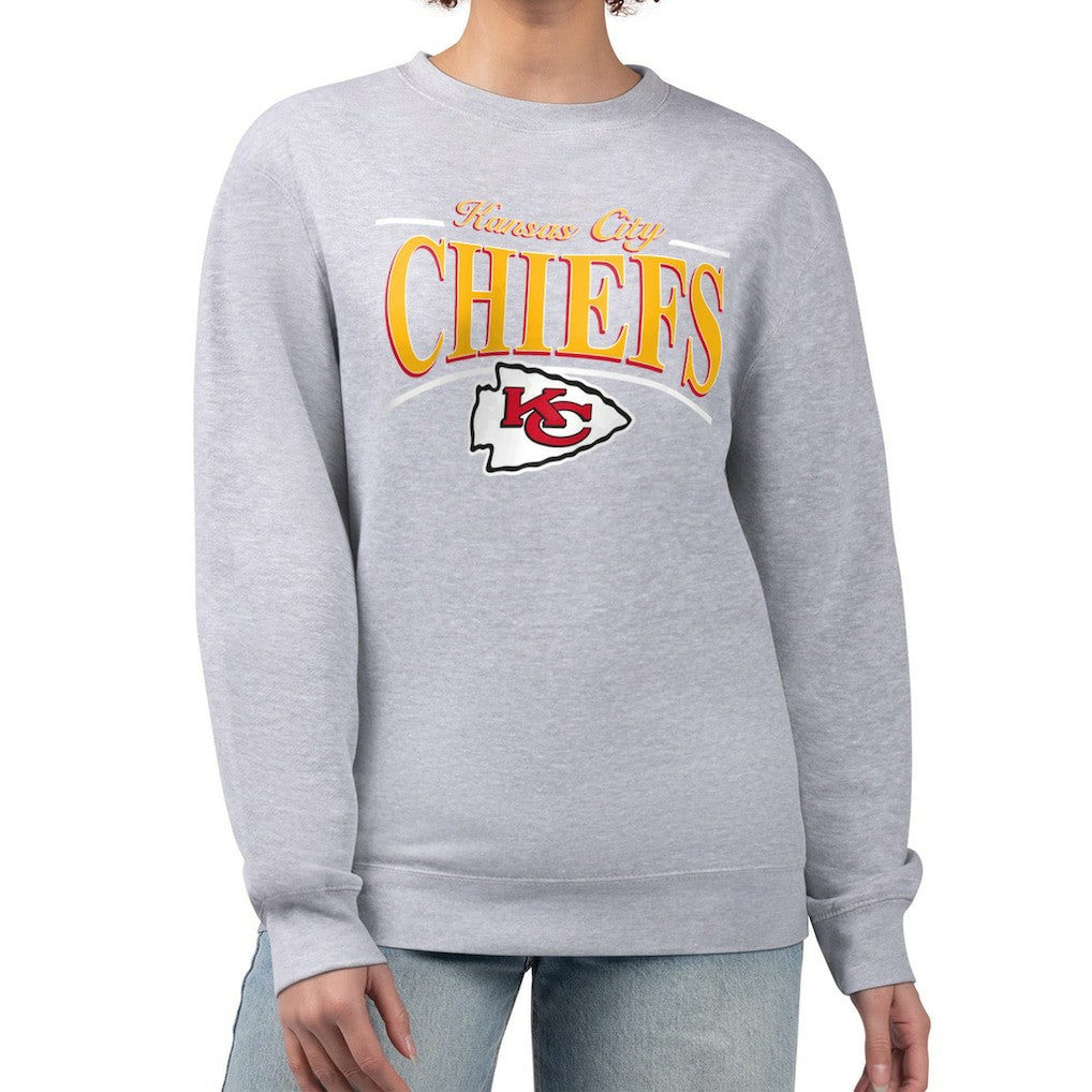Kansas City Chiefs Starter Women's Arch Stripe Fleece Pullover Sweatshirt Gray