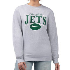 New York Jets Starter Women's Arch Stripe Fleece Pullover Sweatshirt Gray