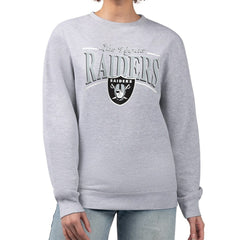 Las Vegas Raiders Starter Women's Arch Stripe Fleece Pullover Sweatshirt Gray