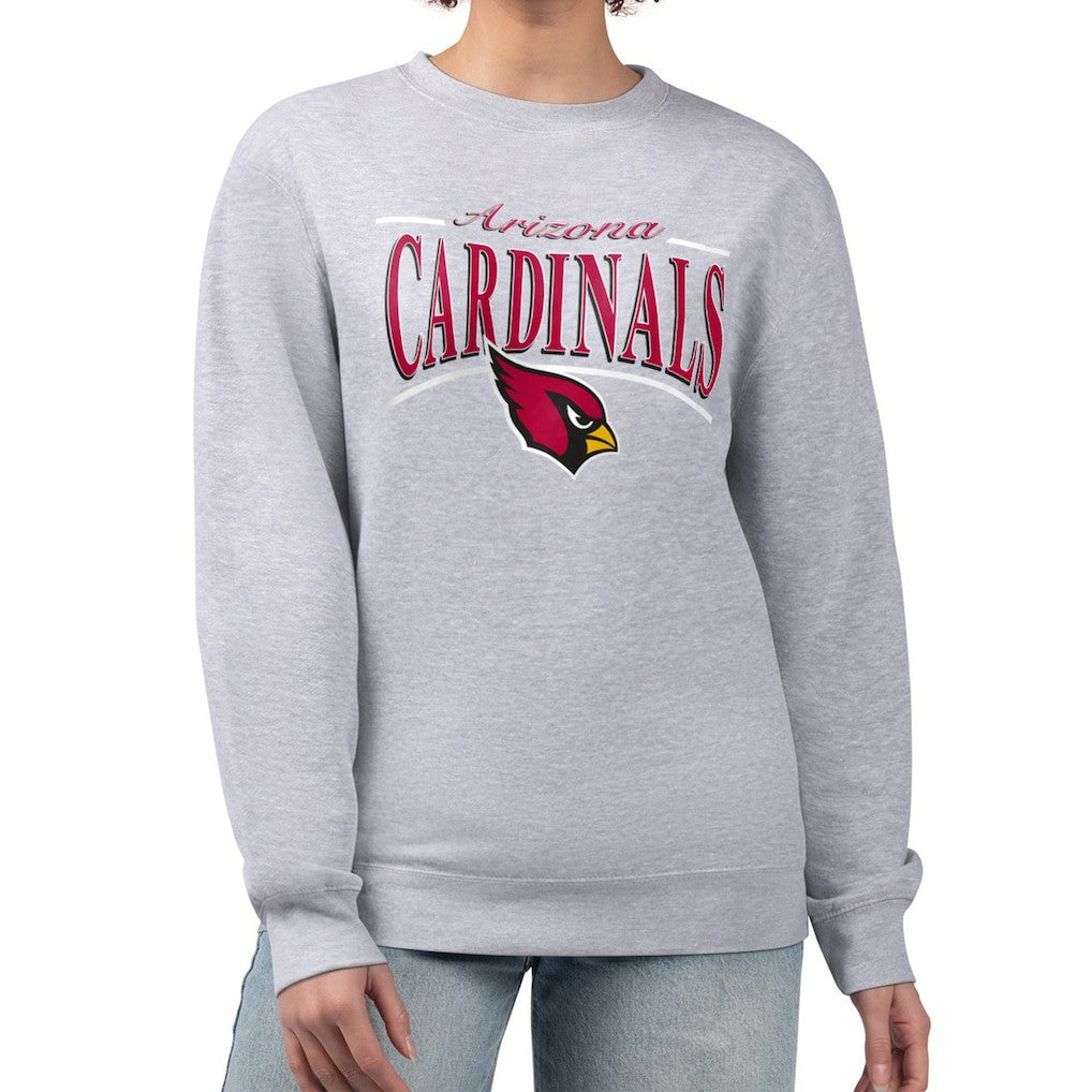 Arizona Cardinals Starter Women's Arch Stripe Fleece Pullover Sweatshirt Gray