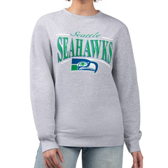 Seattle Seahawks Starter Women's Throwback Arch Stripe Fleece Pullover Sweatshirt Gray
