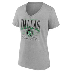 NHL Dallas Stars Women's Retro Script V-Neck T-Shirt - Gray
