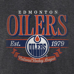 NHL Edmonton Oilers Women's Retro Banner V-Neck T-Shirt - Charcoal