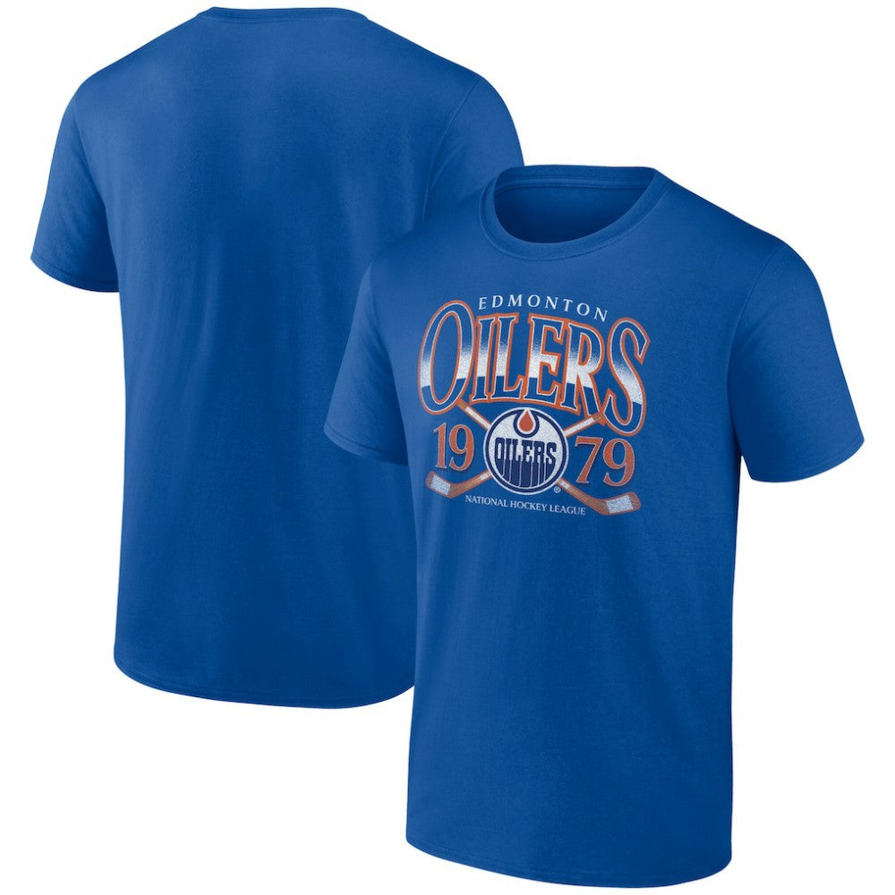 NHL Edmonton Oilers Retro Cross Sticks T-Shirt - Royal