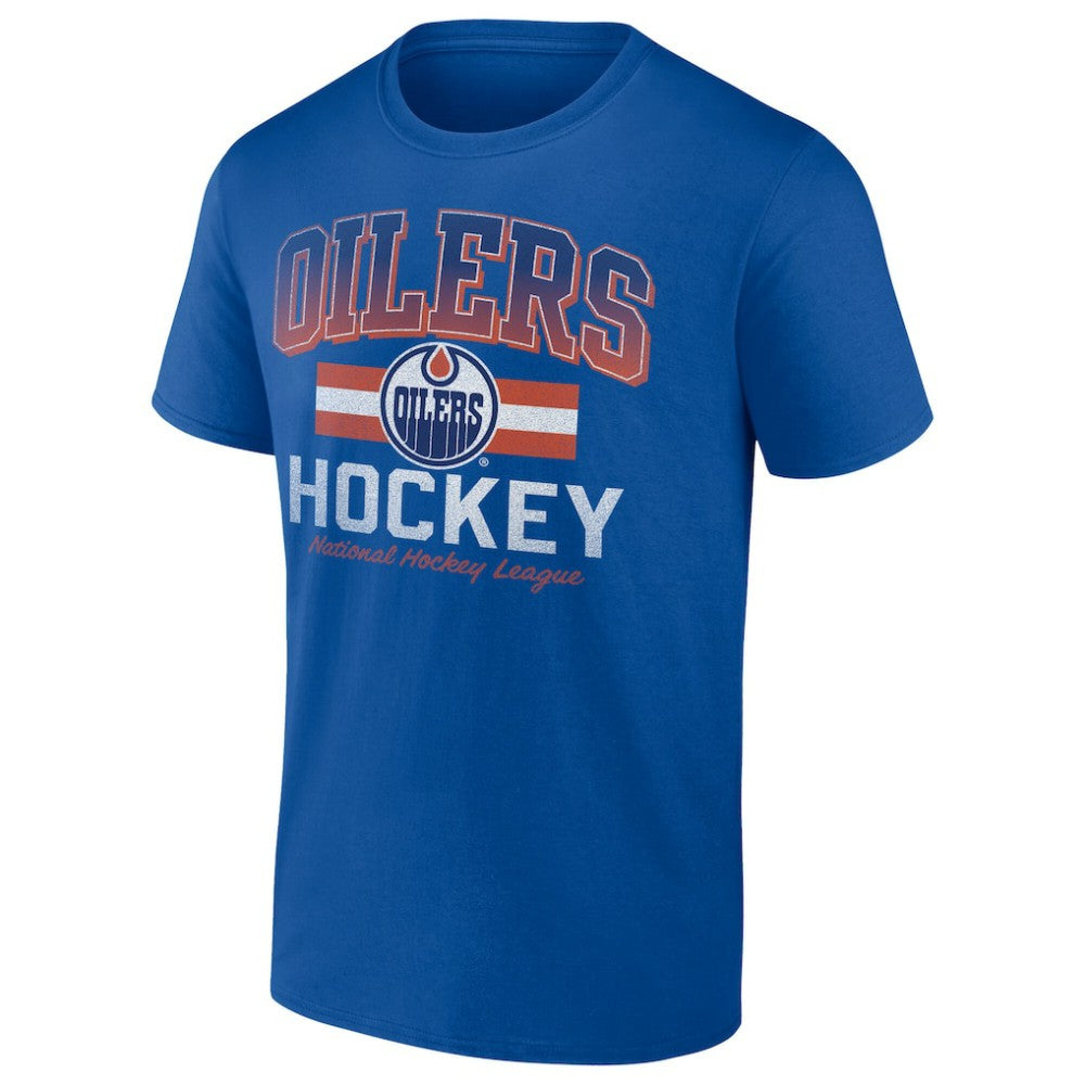 NHL Edmonton Oilers Retro Stripe T-Shirt - Royal