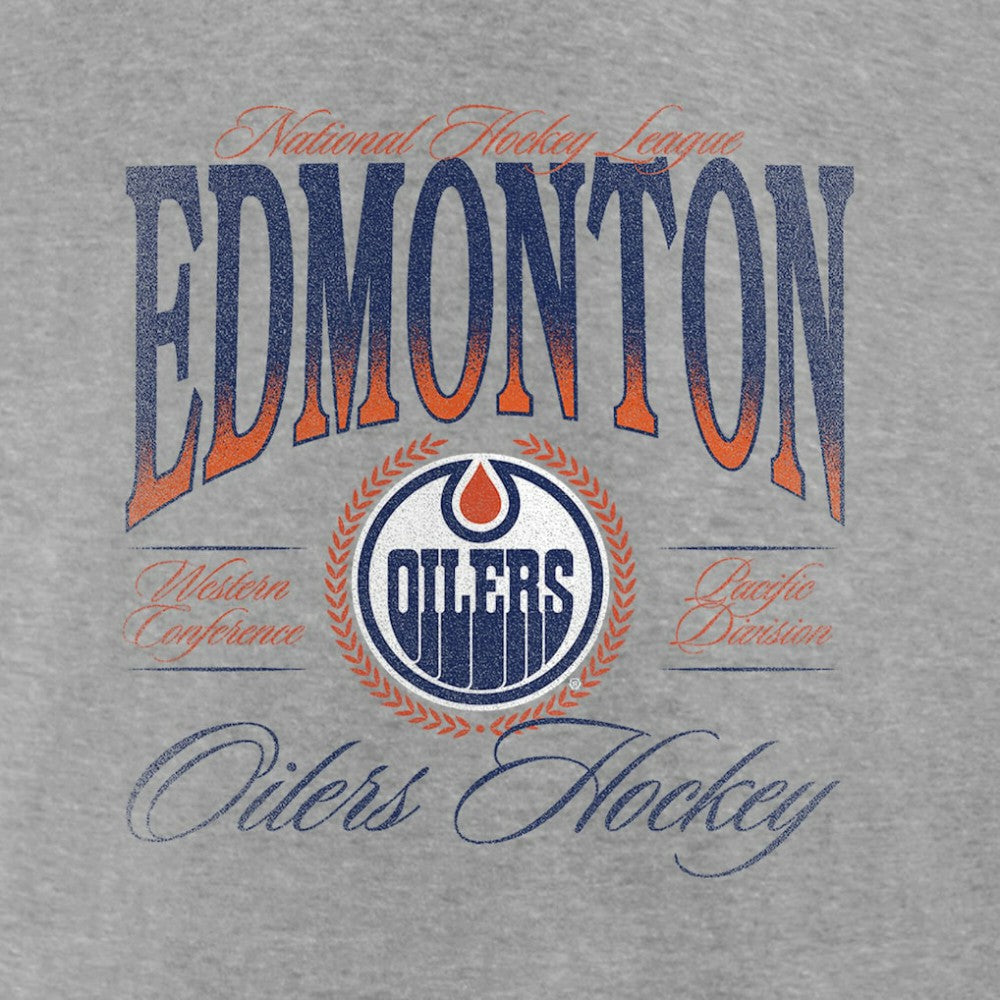 NHL Edmonton Oilers Women's Retro Script V-Neck T-Shirt - Gray