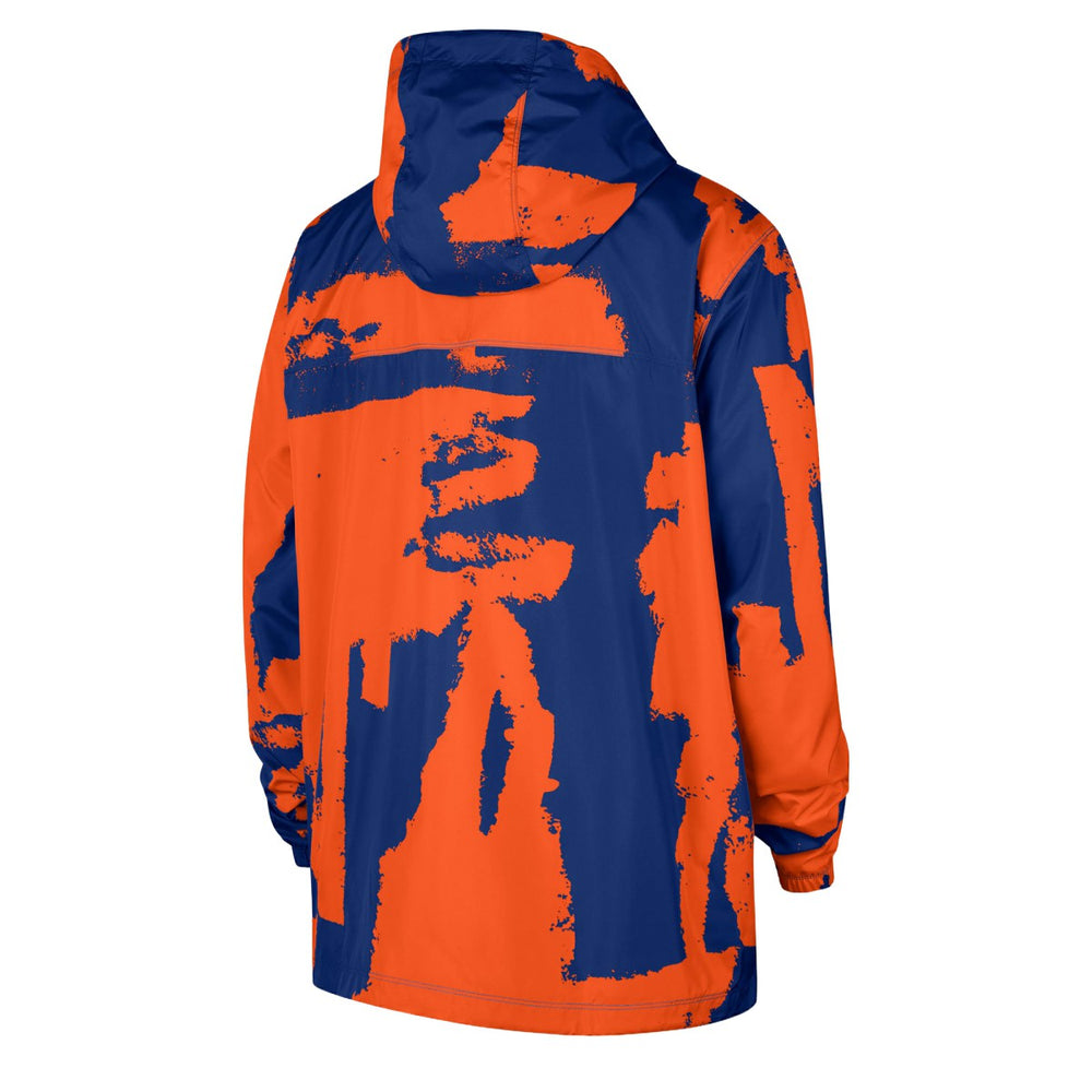New York Knicks Courtside Club Premium Woven Full-Zip Hooded Jacket Blue/Orange