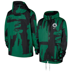 Boston Celtics Courtside Club Premium Woven Full-Zip Hooded Jacket Black/Kelly Green