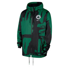 Boston Celtics Courtside Club Premium Woven Full-Zip Hooded Jacket Black/Kelly Green