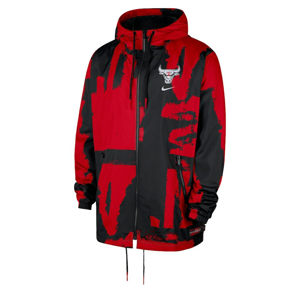 Chicago Bulls Courtside Club Premium Woven Full-Zip Hooded Jacket Black/Red