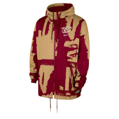Cleveland Cavaliers Courtside Club Premium Woven Full-Zip Hooded Jacket Wine/Gold