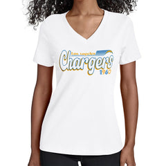 Los Angeles Chargers Starter Women's Groovy Script V-Neck T-Shirt White