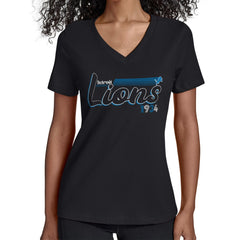 Detroit Lions Starter Women's Groovy Script V-Neck T-Shirt Black