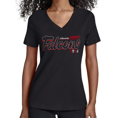 Atlanta Falcons Starter Women's Groovy Script V-Neck T-Shirt Black