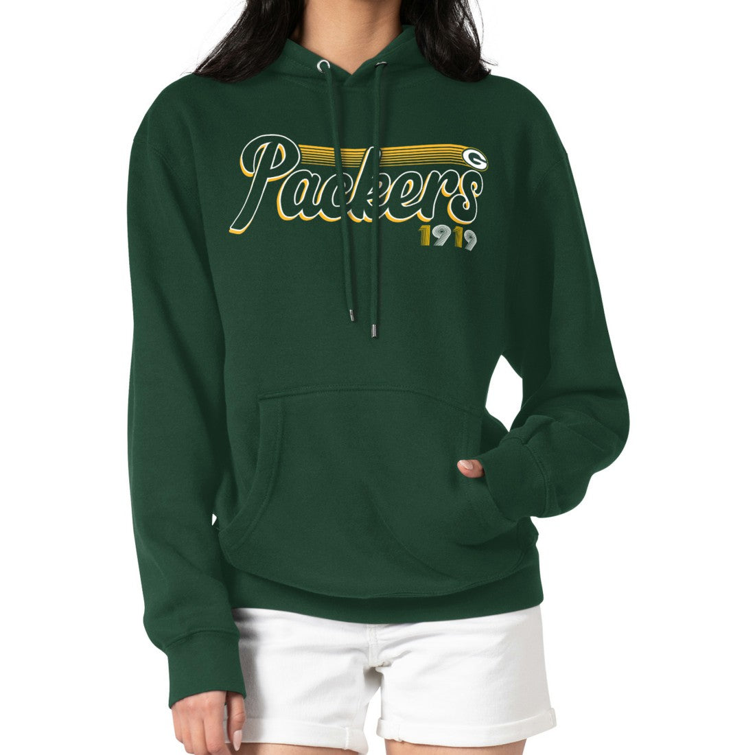Green Bay Packers Starter Women's Groovy Script Pullover Hoodie Green