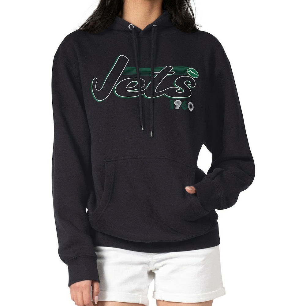 New York Jets Starter Women's Groovy Script Pullover Hoodie Black