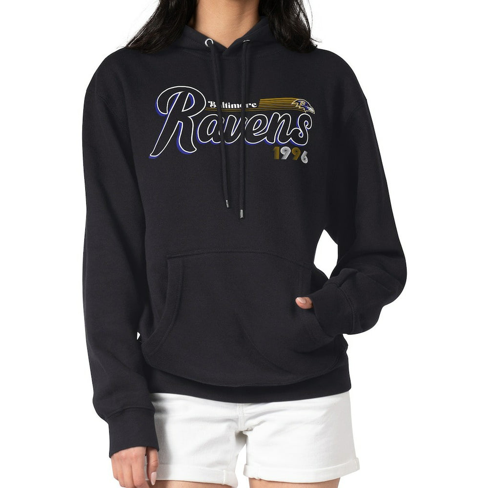 Baltimore Ravens Starter Women's Groovy Script Pullover Hoodie Black