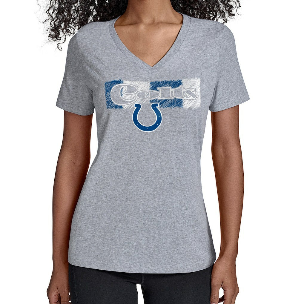 Indianapolis Colts Starter Women's Color Shading V-Neck T-Shirt Gray