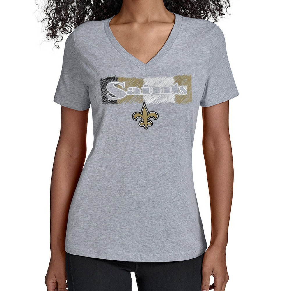 New Orleans Saints Starter Women's Color Shading V-Neck T-Shirt Gray