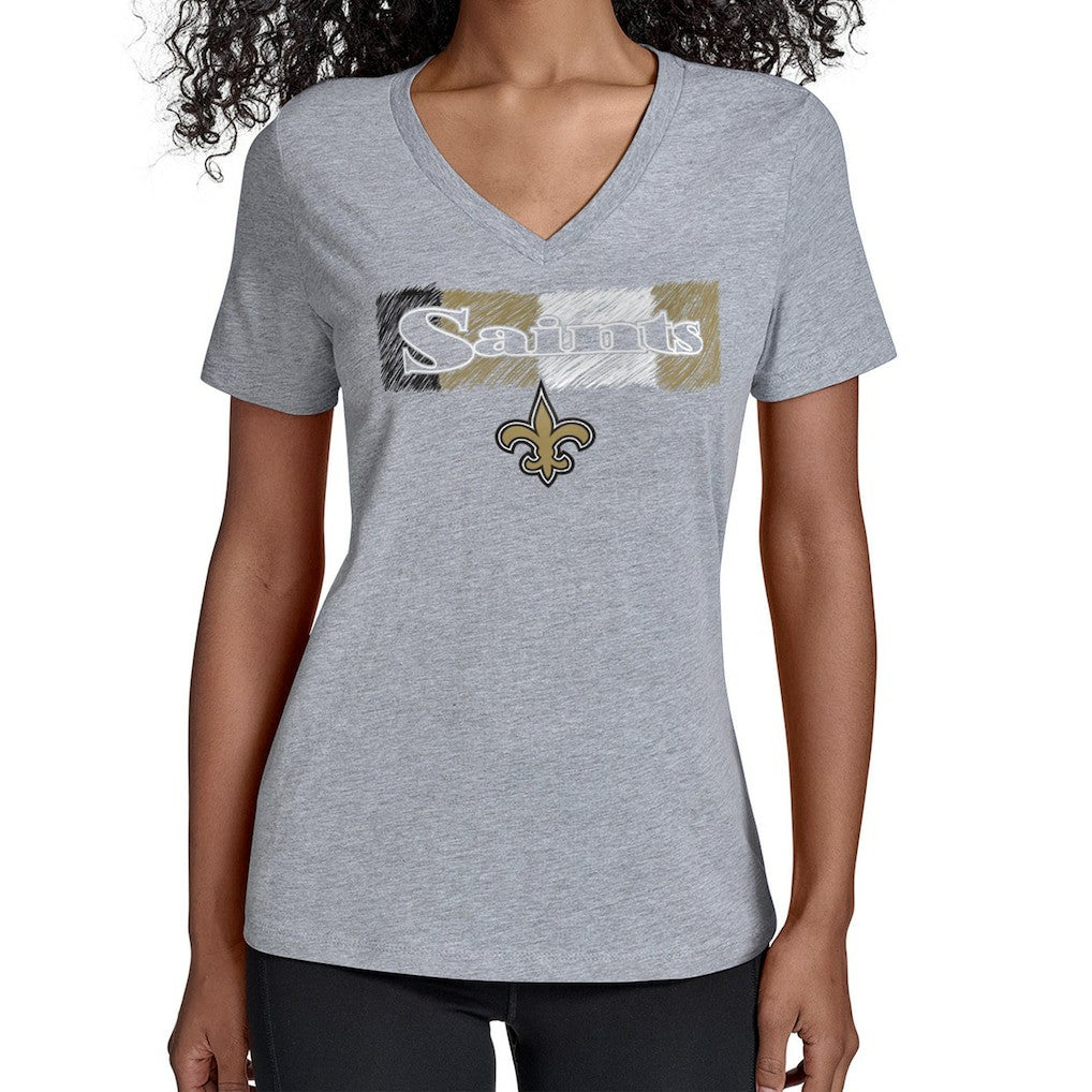 New Orleans Saints Starter Women's Color Shading V-Neck T-Shirt Gray