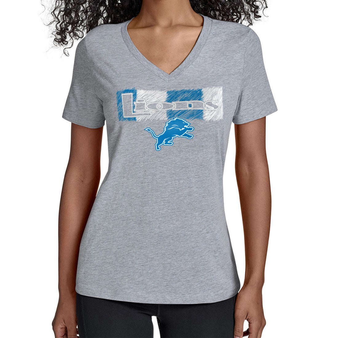 Detroit Lions Starter Women's Color Shading V-Neck T-Shirt Gray