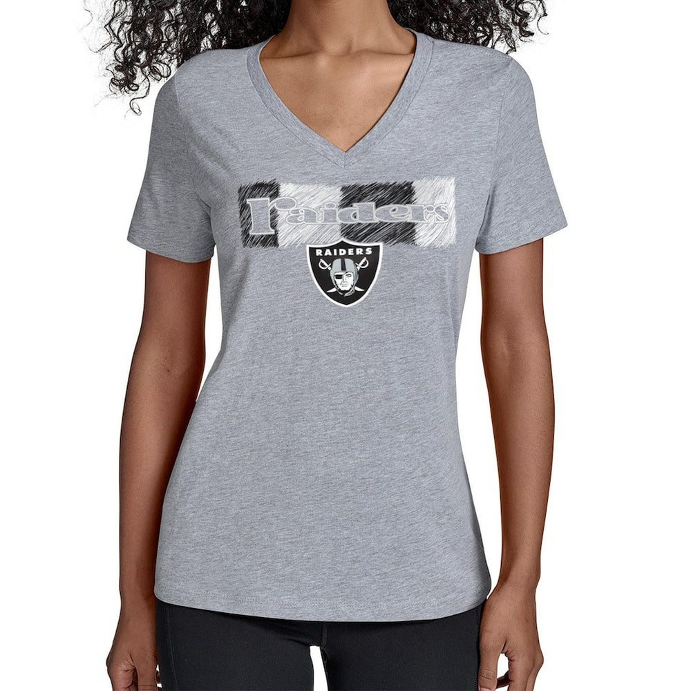 Las Vegas Raiders Starter Women's Color Shading V-Neck T-Shirt Gray