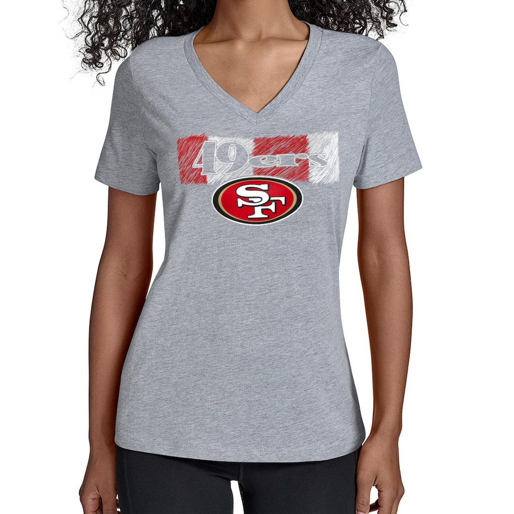 San Francisco 49ers Starter Women's Color Shading V-Neck T-Shirt Gray