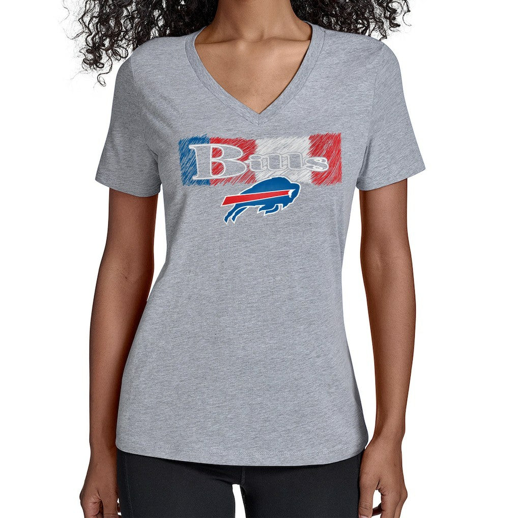 Buffalo Bills Starter Women's Color Shading V-Neck T-Shirt Gray