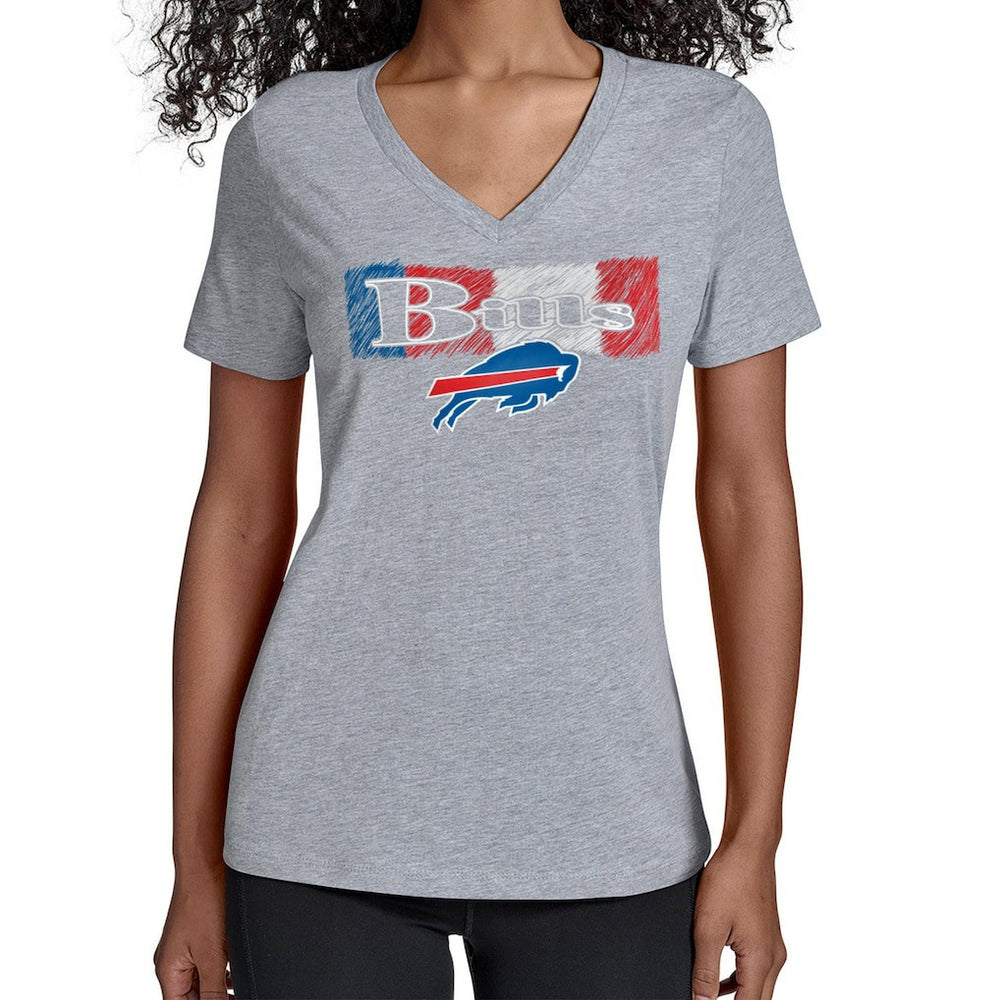 Buffalo Bills Starter Women's Color Shading V-Neck T-Shirt Gray