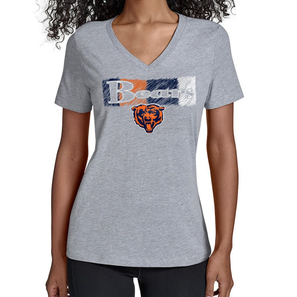 Chicago Bears Starter Women's Color Shading V-Neck T-Shirt Gray