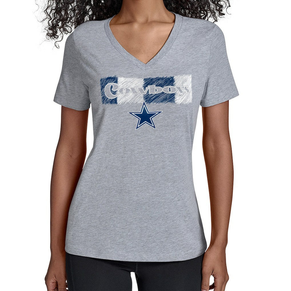 Dallas Cowboys Starter Women's Color Shading V-Neck T-Shirt Gray