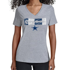 Dallas Cowboys Starter Women's Color Shading V-Neck T-Shirt Gray