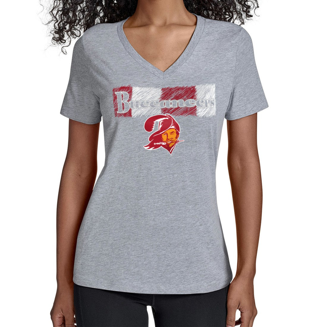 Tampa Bay Buccaneers Starter Women's Color Shading V-Neck T-Shirt Gray