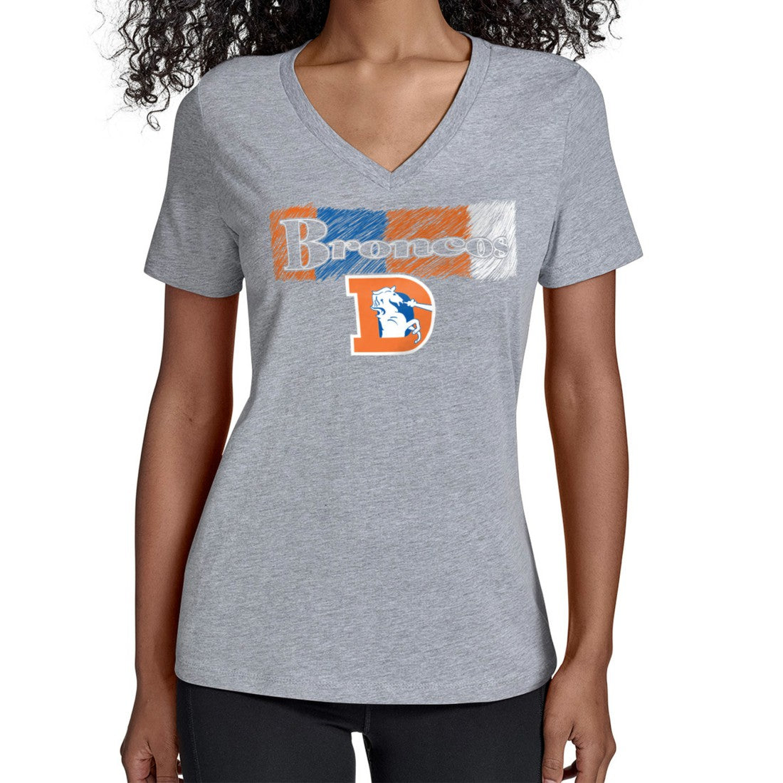 Denver Broncos Starter Women's Color Shading V-Neck T-Shirt Gray