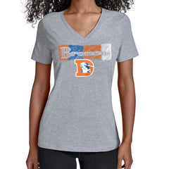 Denver Broncos Starter Women's Color Shading V-Neck T-Shirt Gray