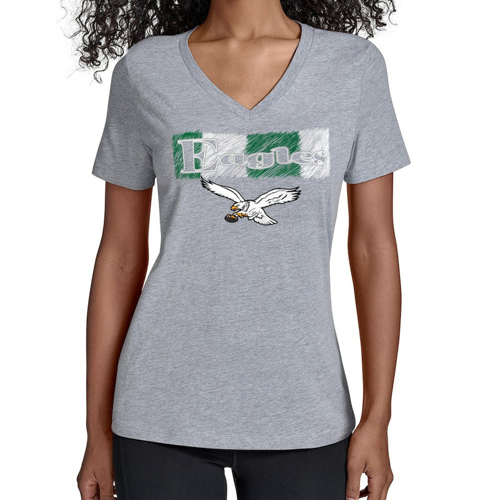 Philadelphia Eagles Starter Women's Color Shading V-Neck T-Shirt Gray