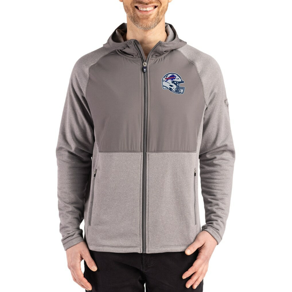Buffalo Bills Cutter & Buck Peshastin Eco Fleece Recycled Raglan Full-Zip Tri-Blend Hybrid Jacket Heather Gray