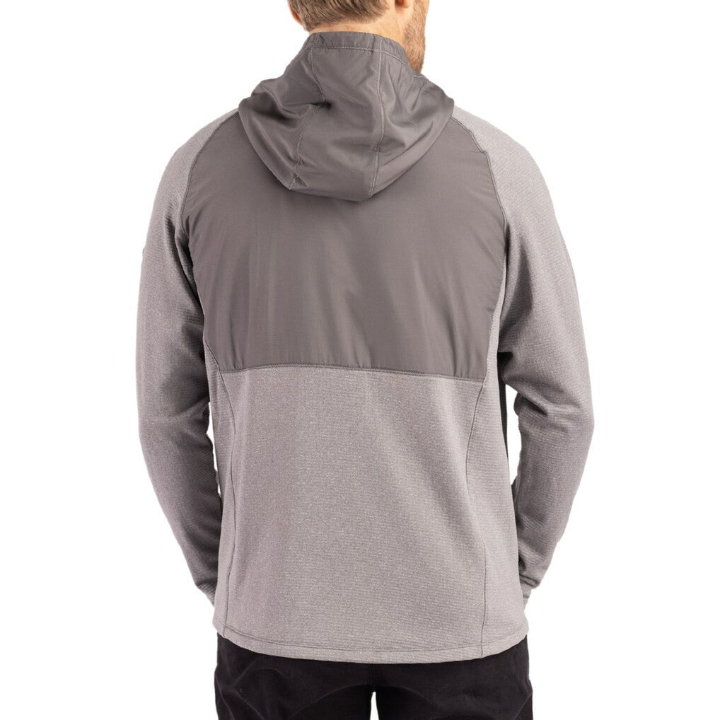 Cincinnati Bengals Cutter & Buck Peshastin Eco Fleece Recycled Raglan Full-Zip Tri-Blend Hybrid Jacket Heather Gray